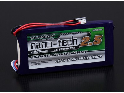 Turnigy nano-tech 2500mAh 3S1P 5~10C Transmitter Lipo Pack (Futaba 6EX and 3PKS)