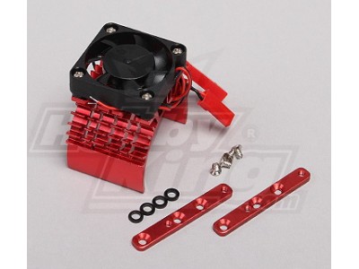 Red Aluminum Motor cooler with fan (top) 36mm