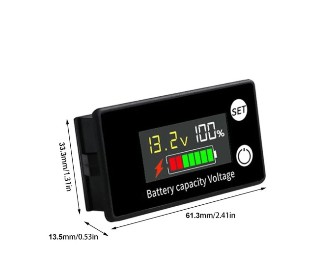 LCD Battery Capacity Indicator Alarm DC 8V-100V Lead Acid Lithium ...